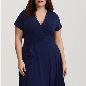 NWT navy blue faux wrap dress